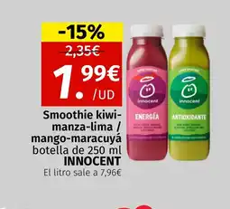 Maskom Supermercados INNOCENT Smoothie kiwi- manza-lima / mango-maracuyá botella oferta