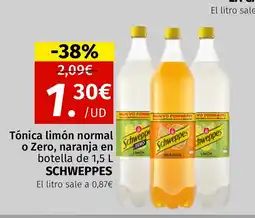 Maskom Supermercados SCHWEPPES Tónica limón normal o Zero, naranja en botella oferta