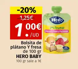 Maskom Supermercados HERO BABY Bolsita de plátano Y fresa oferta