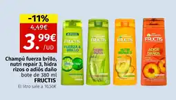 Maskom Supermercados FRUCTIS Champú fuerza brillo, nutri repair 3, hidra rizos o adiós daño bote oferta