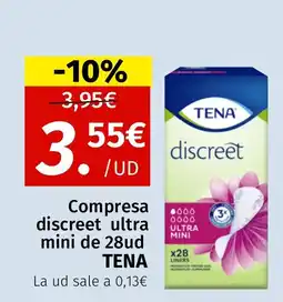 Maskom Supermercados TENA Compresa discreet ultra mini de 28ud oferta