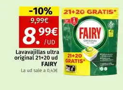 Maskom Supermercados FAIRY Lavavajillas ultra original 21+20 ud oferta