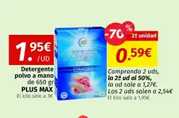 Maskom Supermercados PLUS MAX Detergente polvo a mano oferta