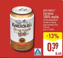 ALDI KARLSQUELL Cerveza 100% malta oferta