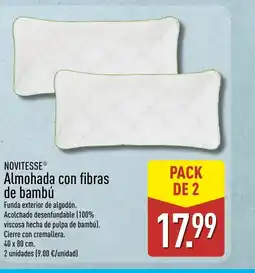ALDI NOVITESSE Almohada con fibras de bambPACK DE 2 oferta