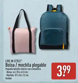 ALDI LIVE IN STYLE Bolsa mochila plegable oferta