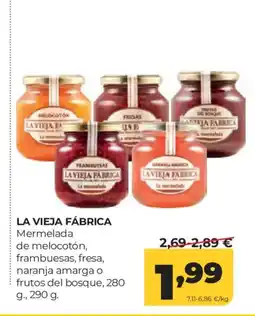 Alimerka LA VIEJA FÁBRICA Mermelada de melocotón, frambuesas, fresa, naranja amarga o frutos del bosque oferta