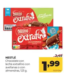 Alimerka NESTLÉ CON ALMENDRAS DESDE 1948 leche extrafino con avellanas o con almendras oferta