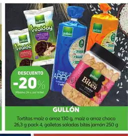 Coviran GULLÓN Tortitas maíz o arroz maíz o arroz chocopack 4, galletas saladas bites jamón oferta
