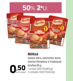 Coviran REVILLA Salami extra, salchichón extra, chorizo Pamplona o tradicional lonchas oferta