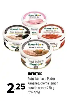 Coviran IBERITOS Paté ibérico o Pedro Ximénez; crema jamón curado o york oferta