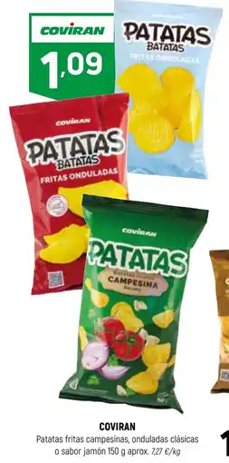 Coviran COVIRAN Patatas fritas campesinas, onduladas clásicas o sabor jamón oferta