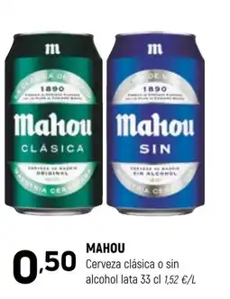 Coviran MAHOU Cerveza clásica o sin alcohol lata oferta