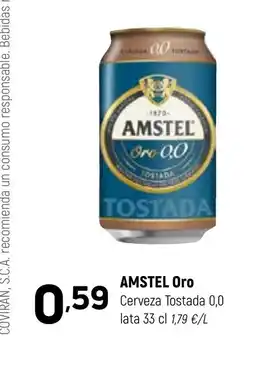 Coviran AMSTEL Oro Cerveza Tostada 0,0 lata oferta