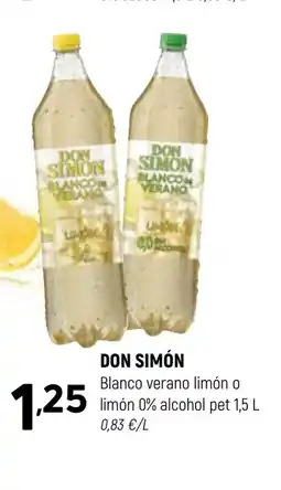 Coviran DON SIMÓN Blanco verano limón o limón 0% alcohol pet oferta