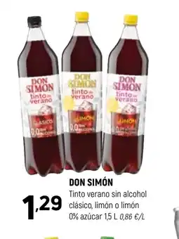 Coviran DON SIMÓN Tinto verano sin alcohol clásico, limón o limón oferta