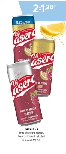 Coviran LA CASERA Tinto de verano clásico, limón o limón sin alcohol oferta