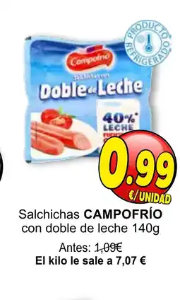 SPAR CAMPOFRÍO Salchichas con doble de leche oferta