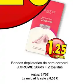 SPAR J.CROWE Bandas depilatorias de cera corporal oferta