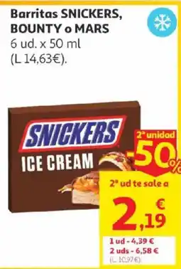Alcampo Barritas snickers, bounty o mars oferta