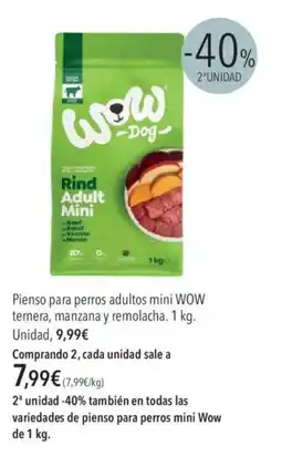 El Corte Inglés Wow Pienso para perros adultos mini ternera, manzana y remolacha oferta