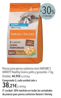 El Corte Inglés Nature's Variety Pienso para perros cachorros mini Healthy Grains pollo y guisantes oferta