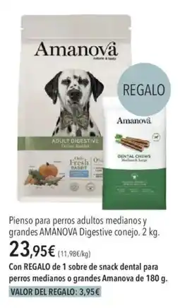 El Corte Inglés Amanova Pienso para perros adultos medianos y grandes Digestive conejo oferta
