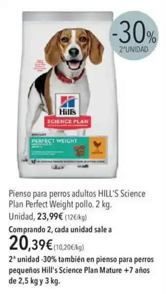 Hill's Pienso para perros adultos Science Plan Perfect Weight pollo
