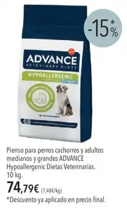 El Corte Inglés Advance Pienso para perros cachorros y adultos medianos y grandes Hypoallergenic Dietas Veterinarias oferta