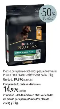 El Corte Inglés Pro Plan Pienso para perros cachorros pequeños y mini Purina Healthy Start pollo oferta