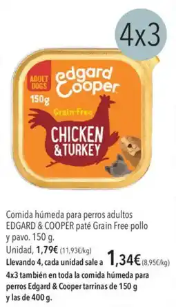 El Corte Inglés Edgard & Cooper Comida húmeda para perros adultos paté Grain Free pollo oferta