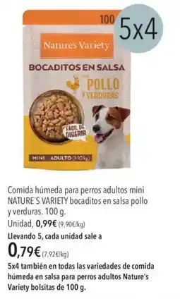 El Corte Inglés Nature's Variety Comida húmeda para perros adultos mini bocaditos en salsa pollo y verduras oferta