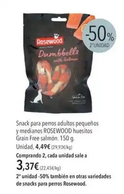 El Corte Inglés Rosewood Snack para perros adultos pequeños y medianos huesitos Grain Free salmón oferta