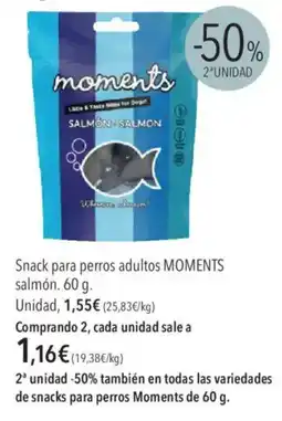 El Corte Inglés Moments Snack para perros adultos salmón oferta