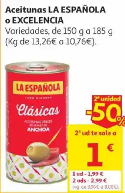Alcampo La española Excelencia Aceitunas oferta