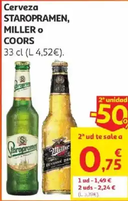 Alcampo Staropramen, miller o coors Cerveza oferta