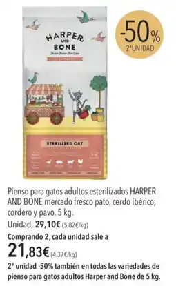 El Corte Inglés Harper And Bone Pienso para gatos adultos esterilizados mercado fresco pato, cerdo ibérico, cordero y pavo oferta
