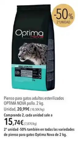 El Corte Inglés Optima Nova Pienso para gatos adultos esterilizados oferta