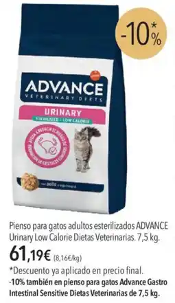El Corte Inglés Advance Pienso para gatos adultos esterilizados Urinary Low Calorie Dietas Veterinarias oferta