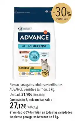 El Corte Inglés Advance Pienso para gatos adultos esterilizados Sensitive salmón oferta