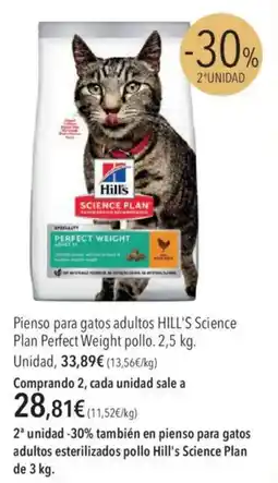 El Corte Inglés Hill's Pienso para gatos adultos Science Plan Perfect Weight pollo oferta