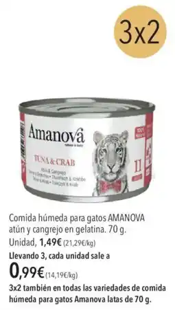 El Corte Inglés Amanova Comida húmeda para gatos atún y cangrejo en gelatina oferta
