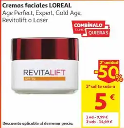Alcampo L'Oreal Cremas faciales oferta