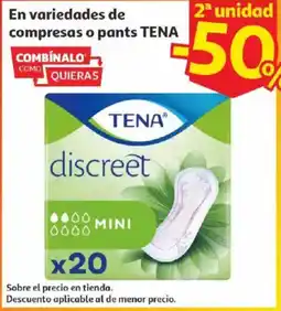 Alcampo Tena En variedades de compresas o pants oferta