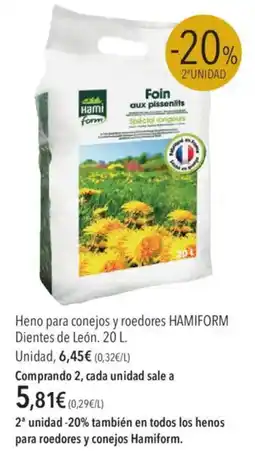 El Corte Inglés Hamiform Heno para conejos y roedores Dientes de León oferta