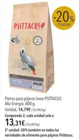 El Corte Inglés Psittacus Pienso para pájaros loros Alta Energía oferta