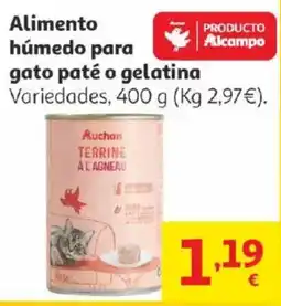Alcampo Alimento húmedo para gato paté o gelatina oferta