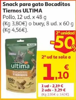 Alcampo Ultima Snack para gato Bocaditos Tiernos oferta
