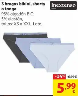 Alcampo Inextenso 3 bragas bikini, shorty oferta