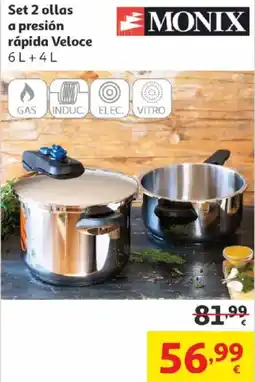 Alcampo Monix Set 2 ollas a presión rápida Veloce oferta